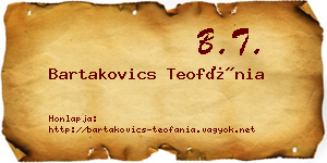 Bartakovics Teofánia névjegykártya